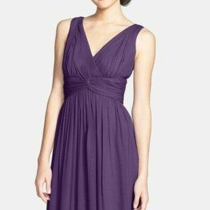 Donna Morgan 'Julie' Twist-Waist Silk Chiffon Gown Dress Size 14 Amethyst